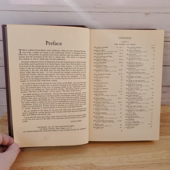 The Bible In Pictures Hardcover Greystone Press 1956 Ed. Illustrated Religious - Picture 4 of 16